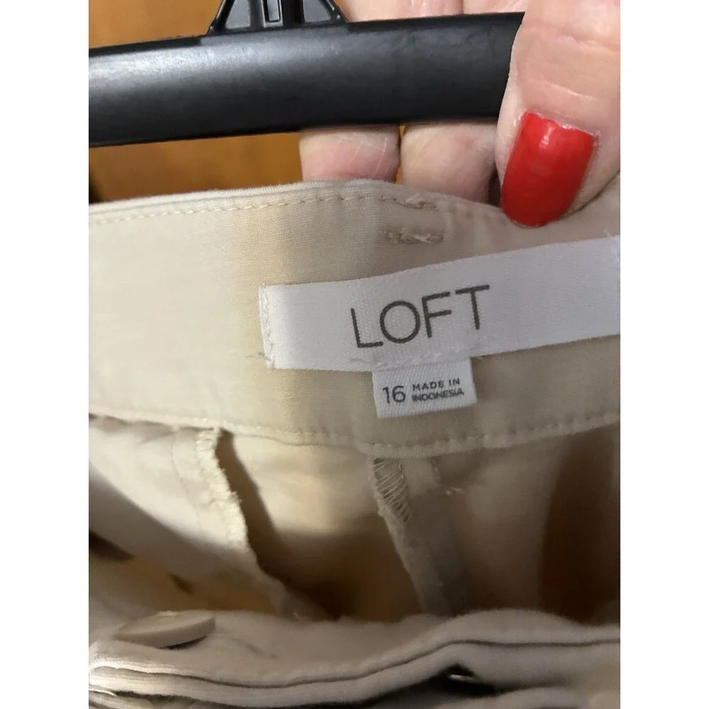LOFT Riviera Womens 16 Flat Front Slim Fit Stretch Pants Cropped - Picture 5 of 9